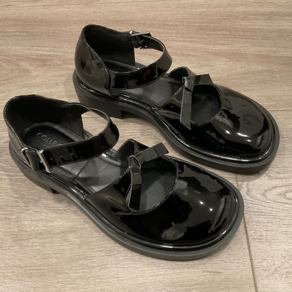 CHARLES & KEITH  Rumi Black Patent Leather Bow Tie Chunky Mary Jane  EU 36 NWOT - Picture 11 of 11